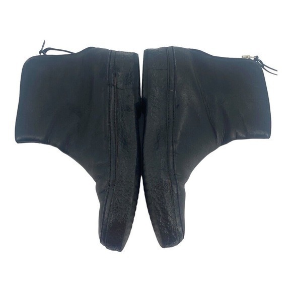 Vintage Bates Floaters Black Leather Ankle Boots Zip Back Fleece Lined Woman's 8 - Picture 3 of 10